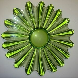 Vintage 1960s Federal Glass Celestial Limelight Green Glass Sunflower Bowl/Plate